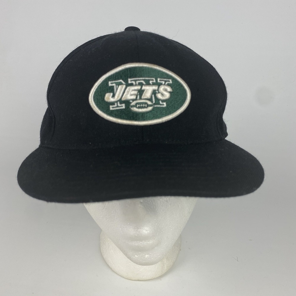NY JETS Hat New Era 59Fifty 5950 Black Fitted Cap 7 1/2 NFL 100% Wool MOTH HOLE